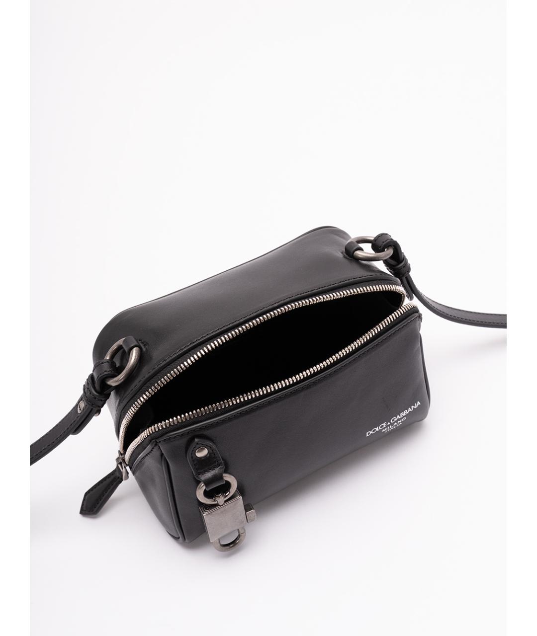 DOLCE&GABBANA Черная кожаная сумка на плечо, фото 2