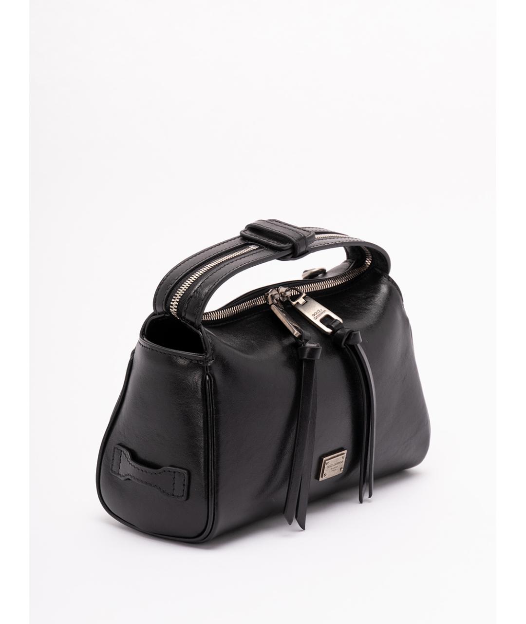 DOLCE&GABBANA Черная кожаная сумка через плечо, фото 3