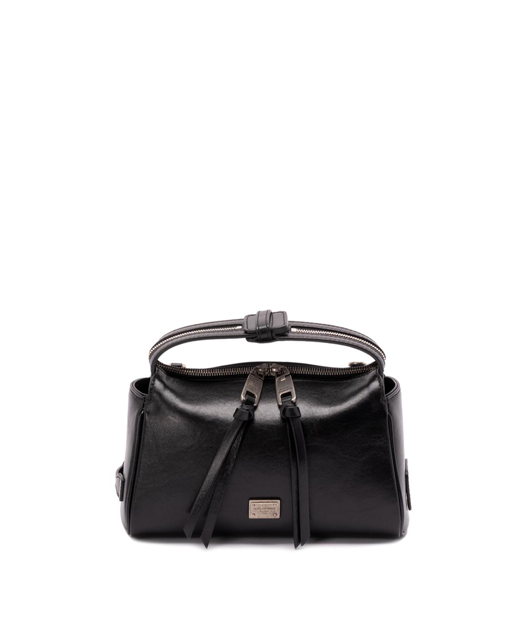 DOLCE&GABBANA Черная кожаная сумка через плечо, фото 1
