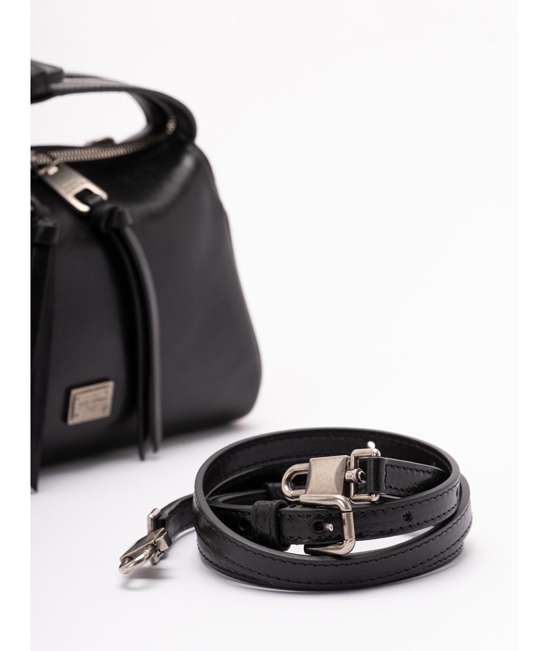 DOLCE&GABBANA Черная кожаная сумка через плечо, фото 4