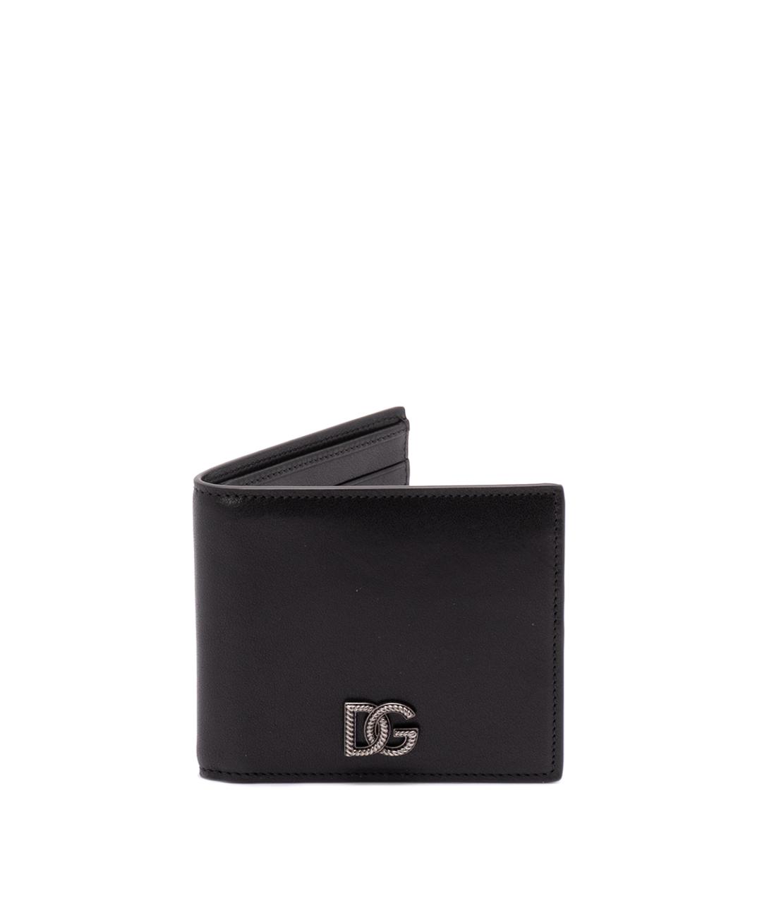 DOLCE&GABBANA Черный кожаный кошелек, фото 1