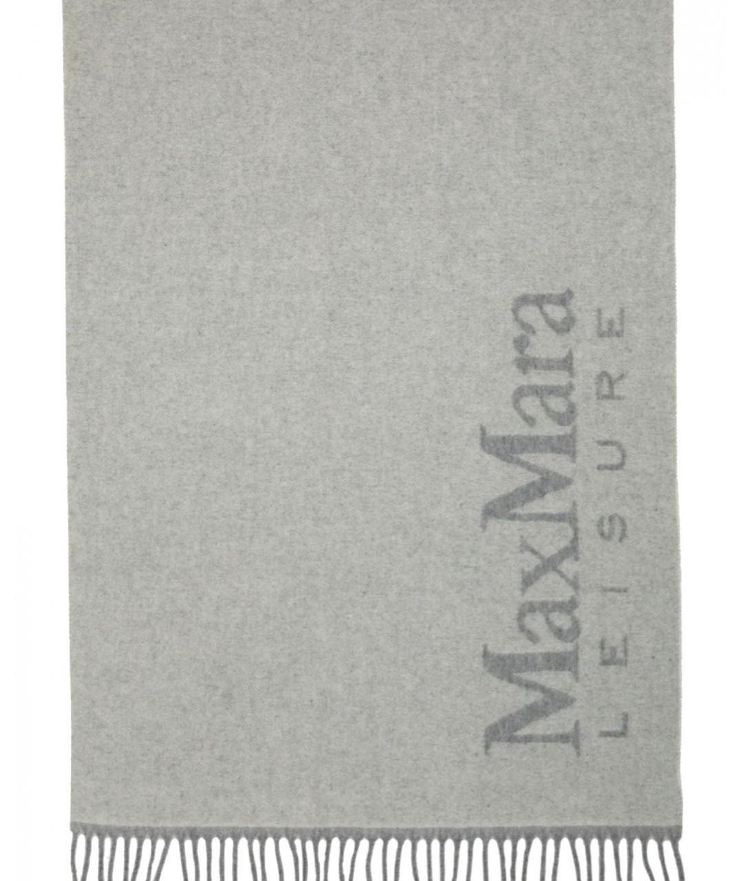 MAX MARA Серый шерстяной шарф, фото 3
