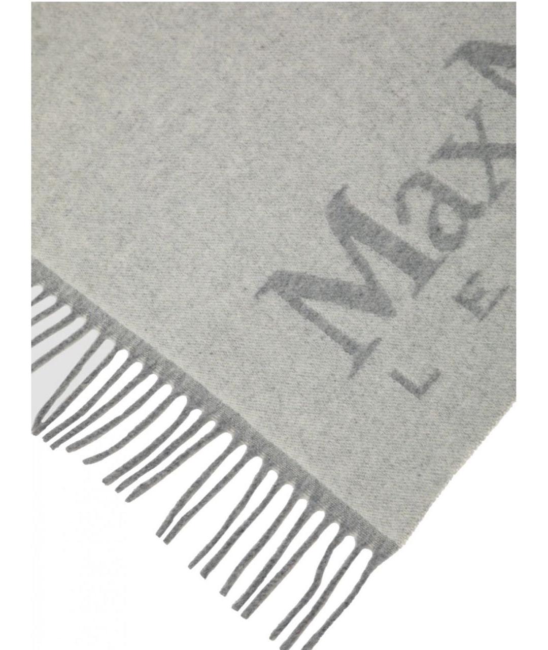 MAX MARA Серый шерстяной шарф, фото 2