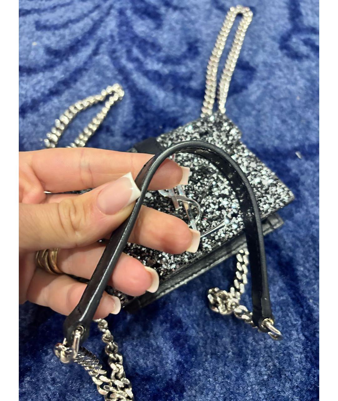 SAINT LAURENT Черная кожаная сумка через плечо, фото 2