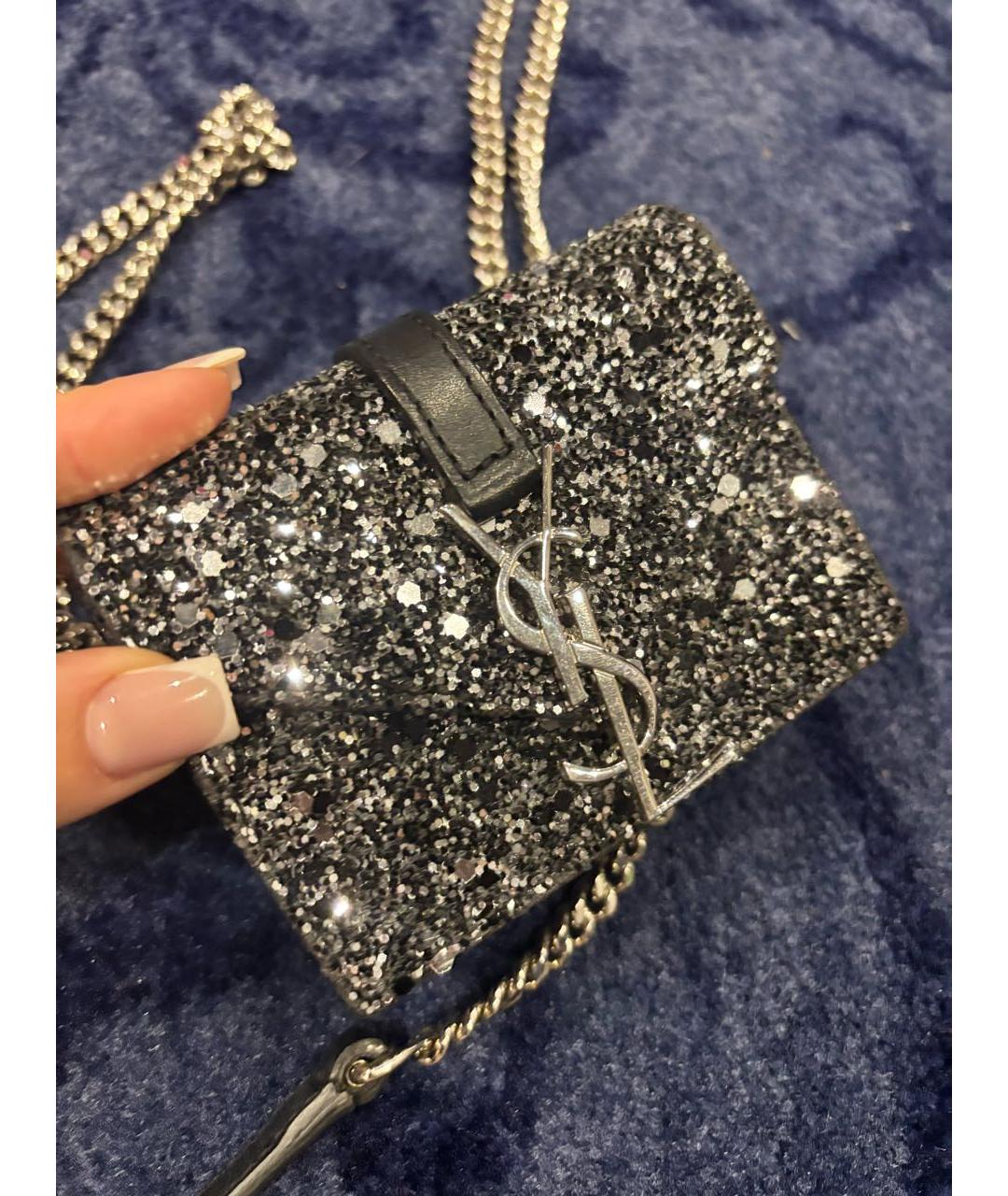 SAINT LAURENT Черная кожаная сумка через плечо, фото 5