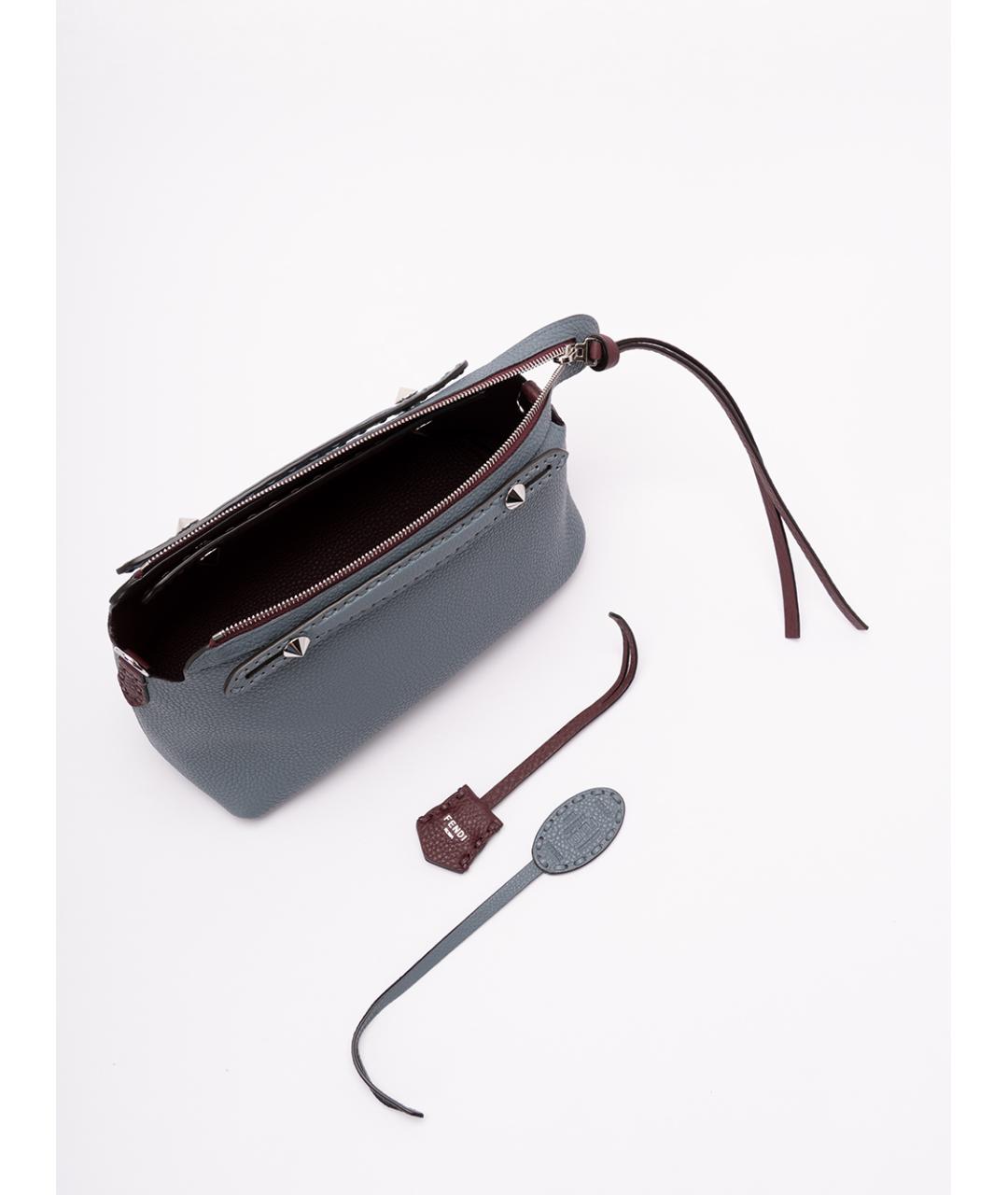 FENDI Бирюзовая кожаная сумка тоут, фото 7