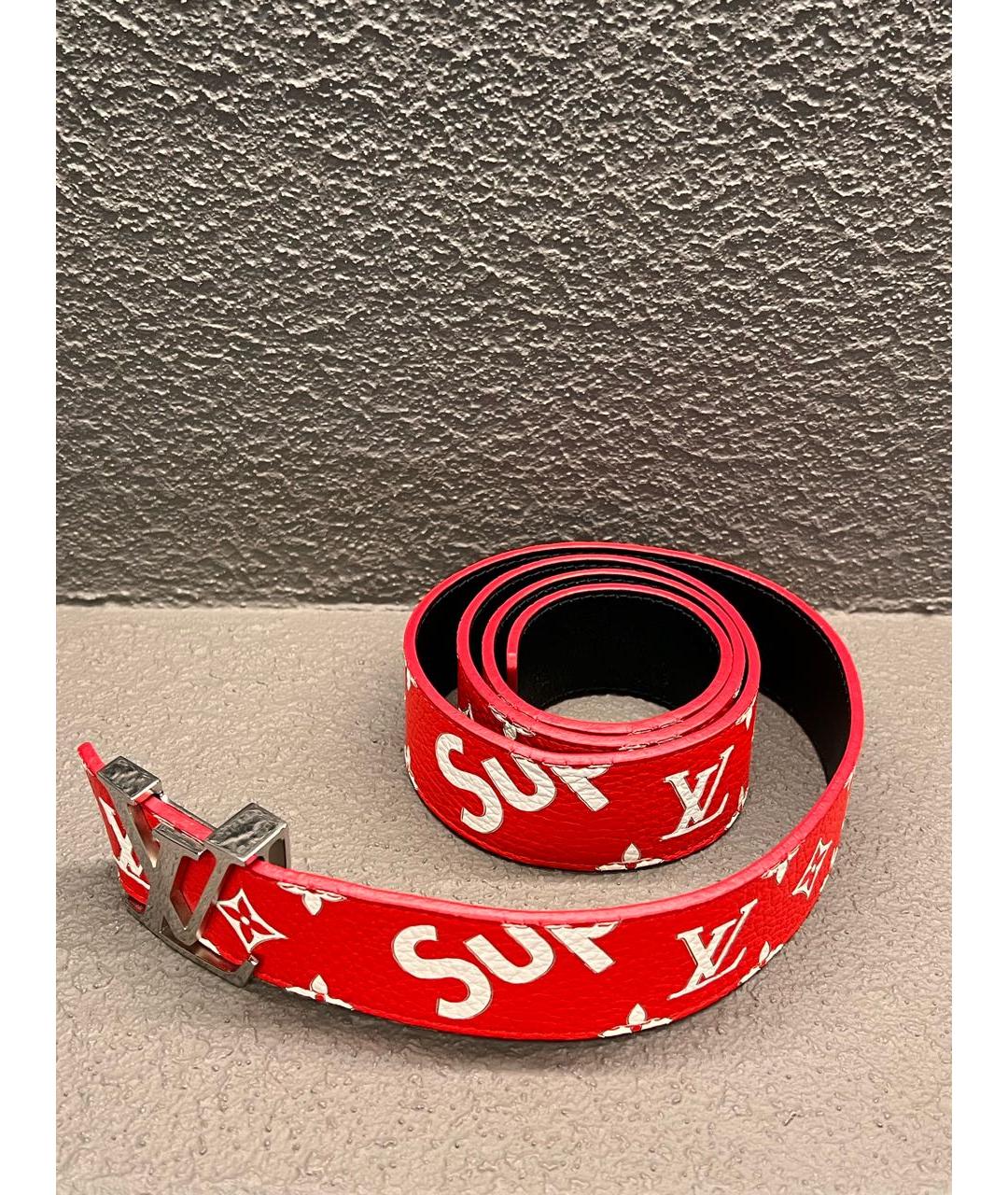 LOUIS VUITTON Красный кожаный ремень, фото 2