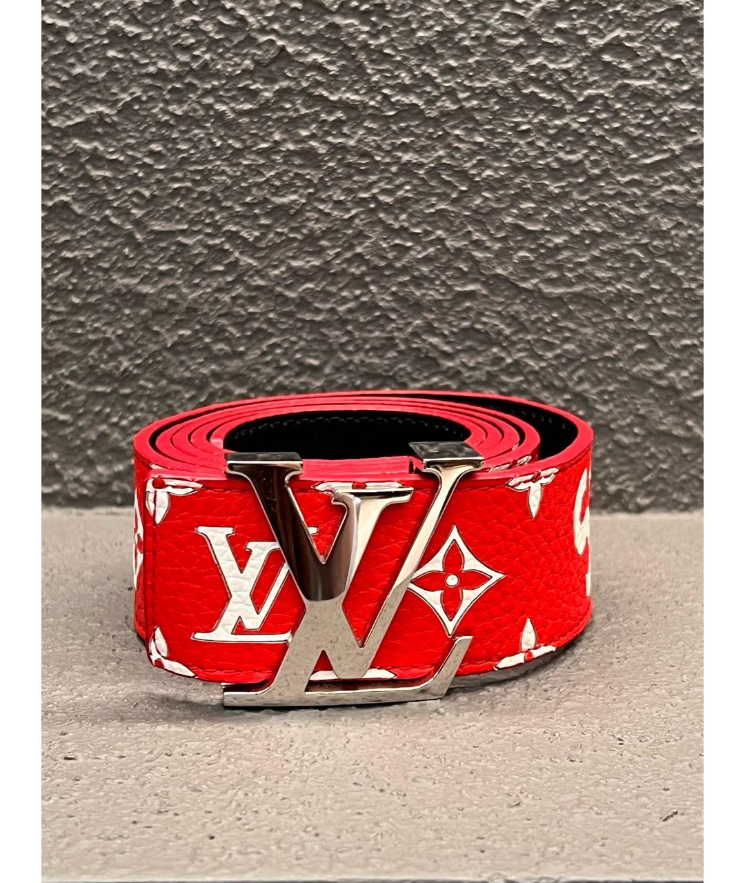 LOUIS VUITTON Красный кожаный ремень, фото 4