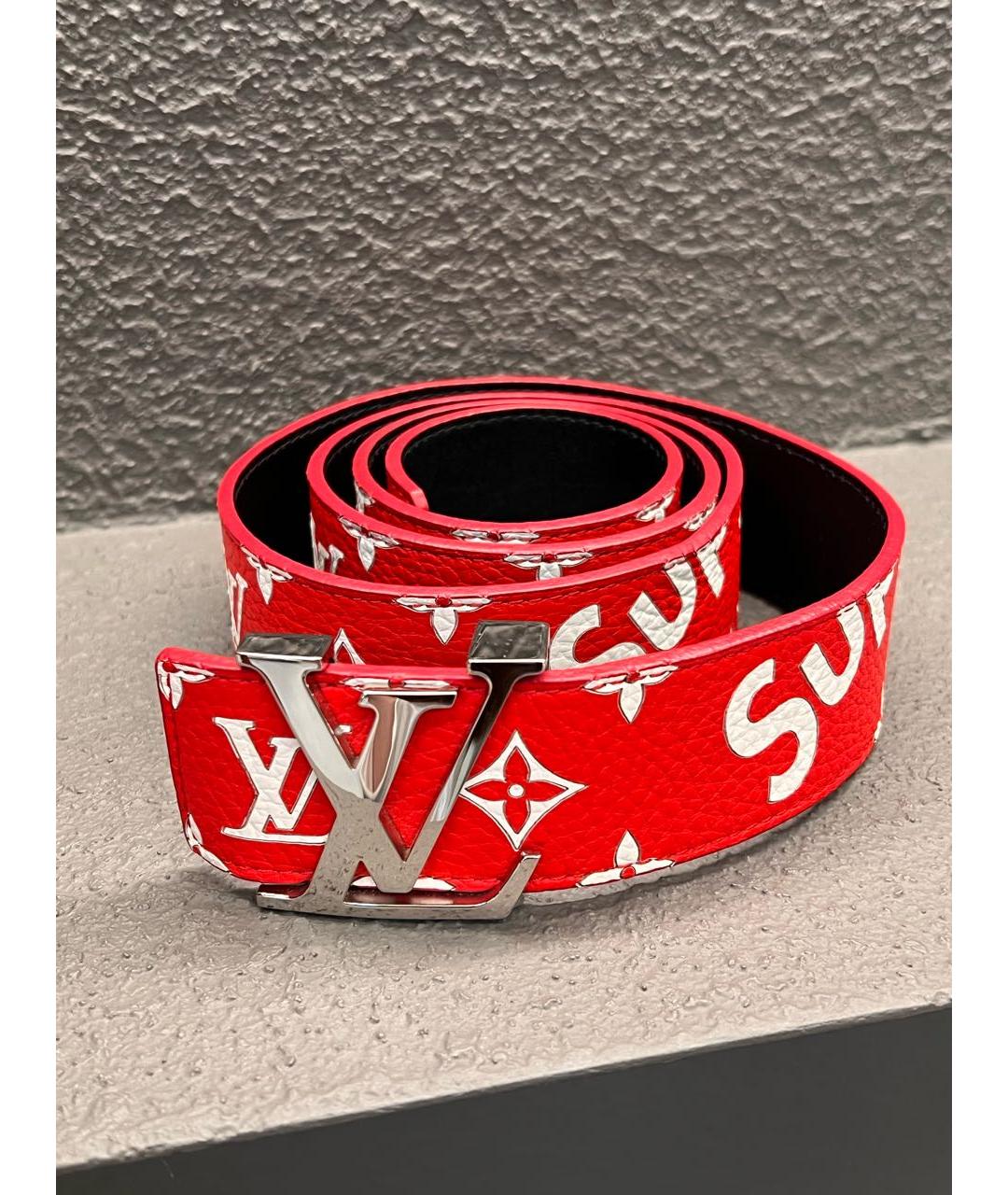 LOUIS VUITTON Красный кожаный ремень, фото 3