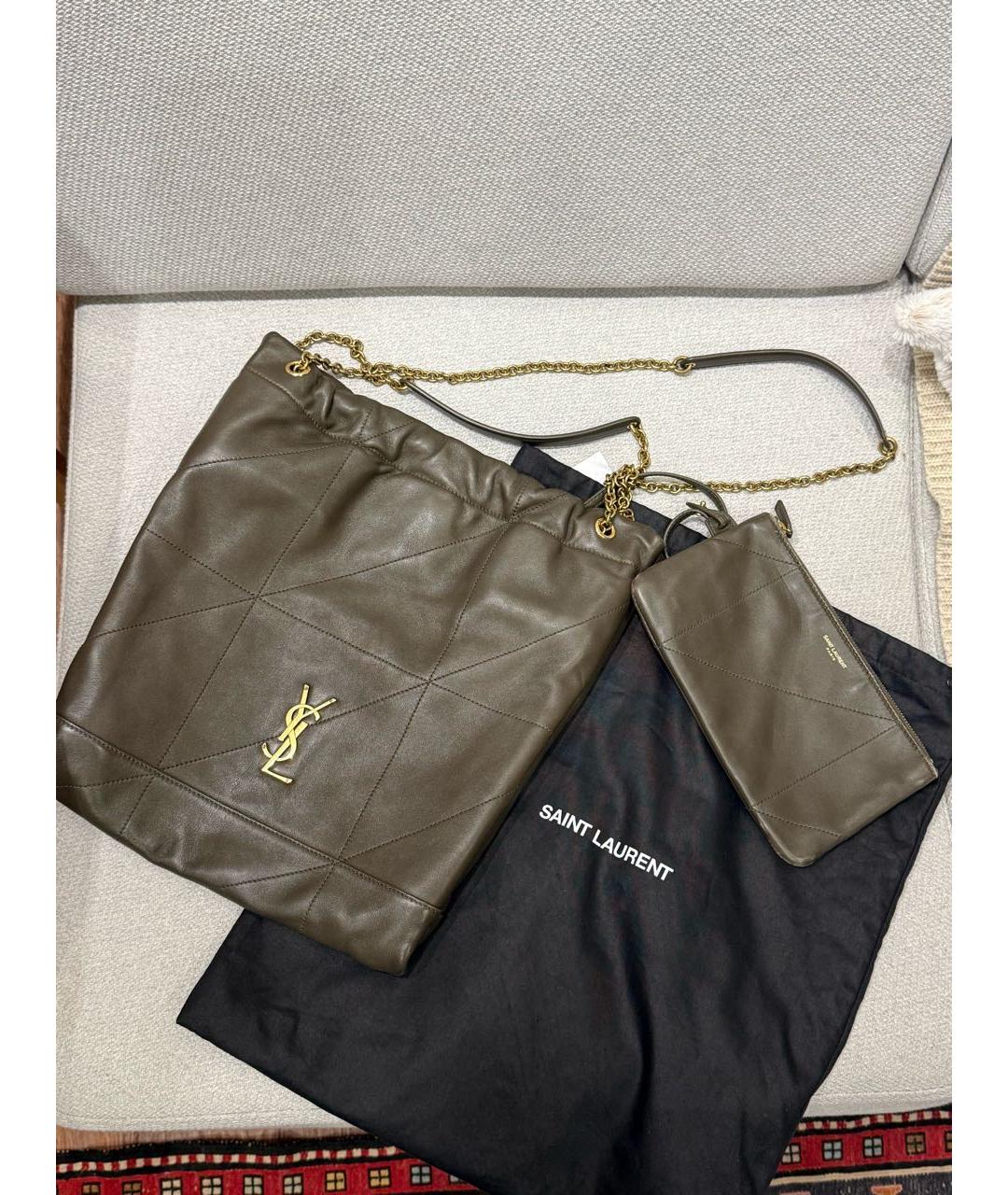 SAINT LAURENT Коричневая кожаная сумка через плечо, фото 6