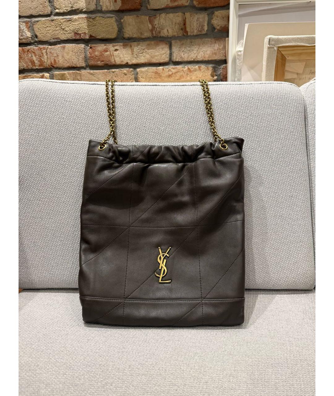 SAINT LAURENT Коричневая кожаная сумка через плечо, фото 8