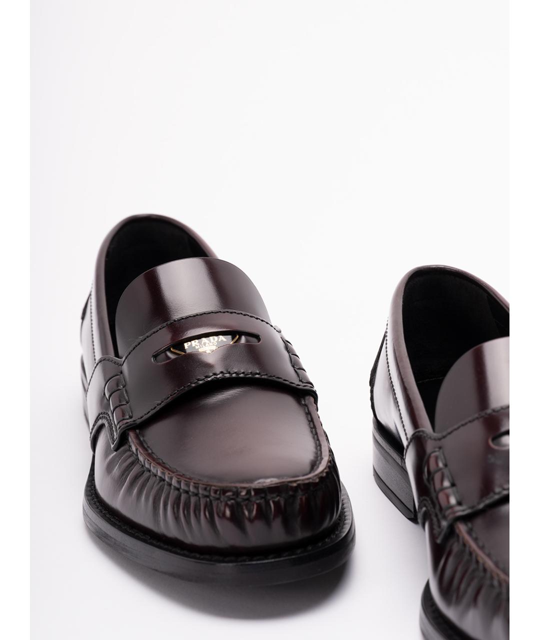 PRADA Бордовые кожаные лоферы, фото 4