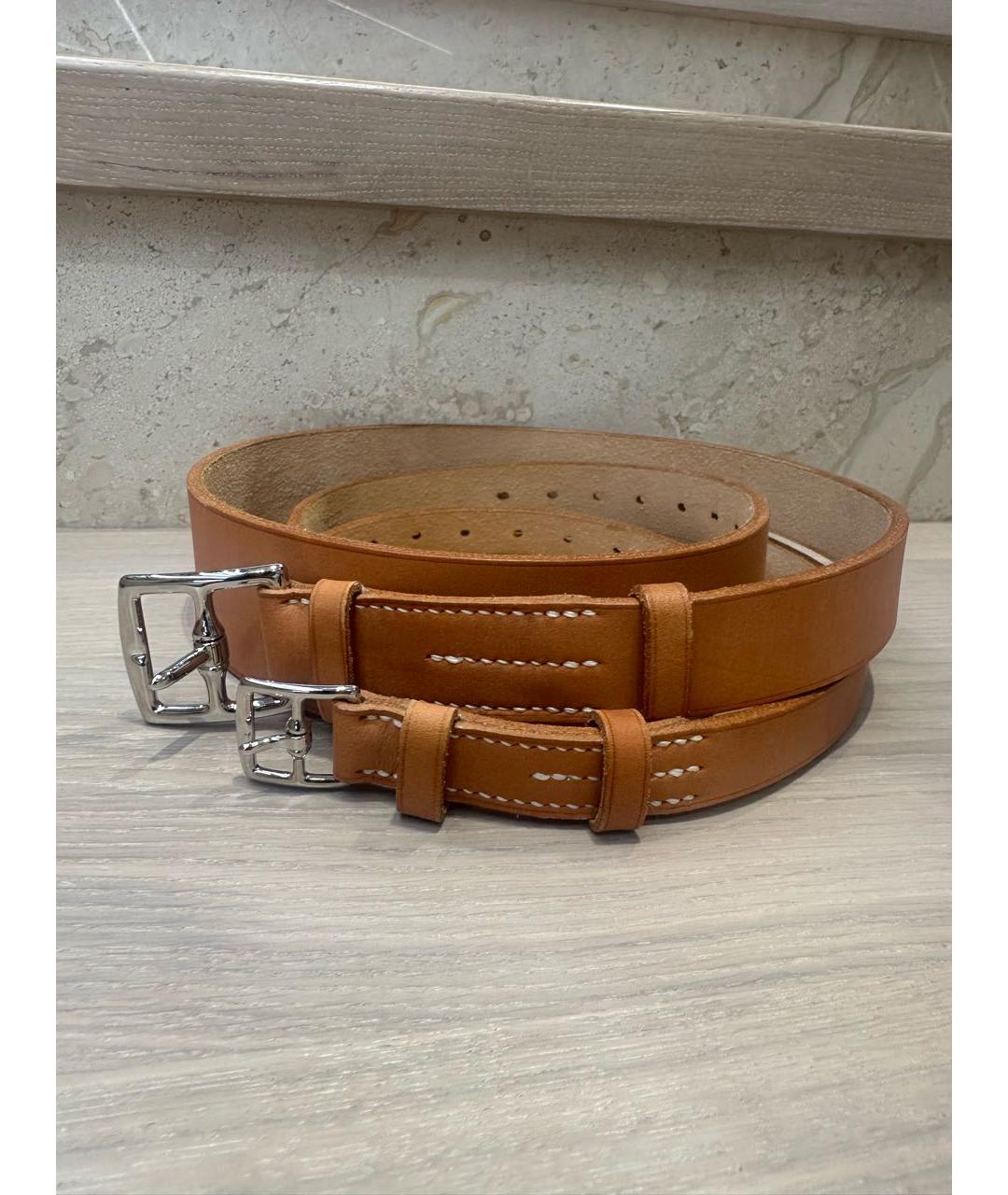 HERMES Бежевый кожаный ремень, фото 5