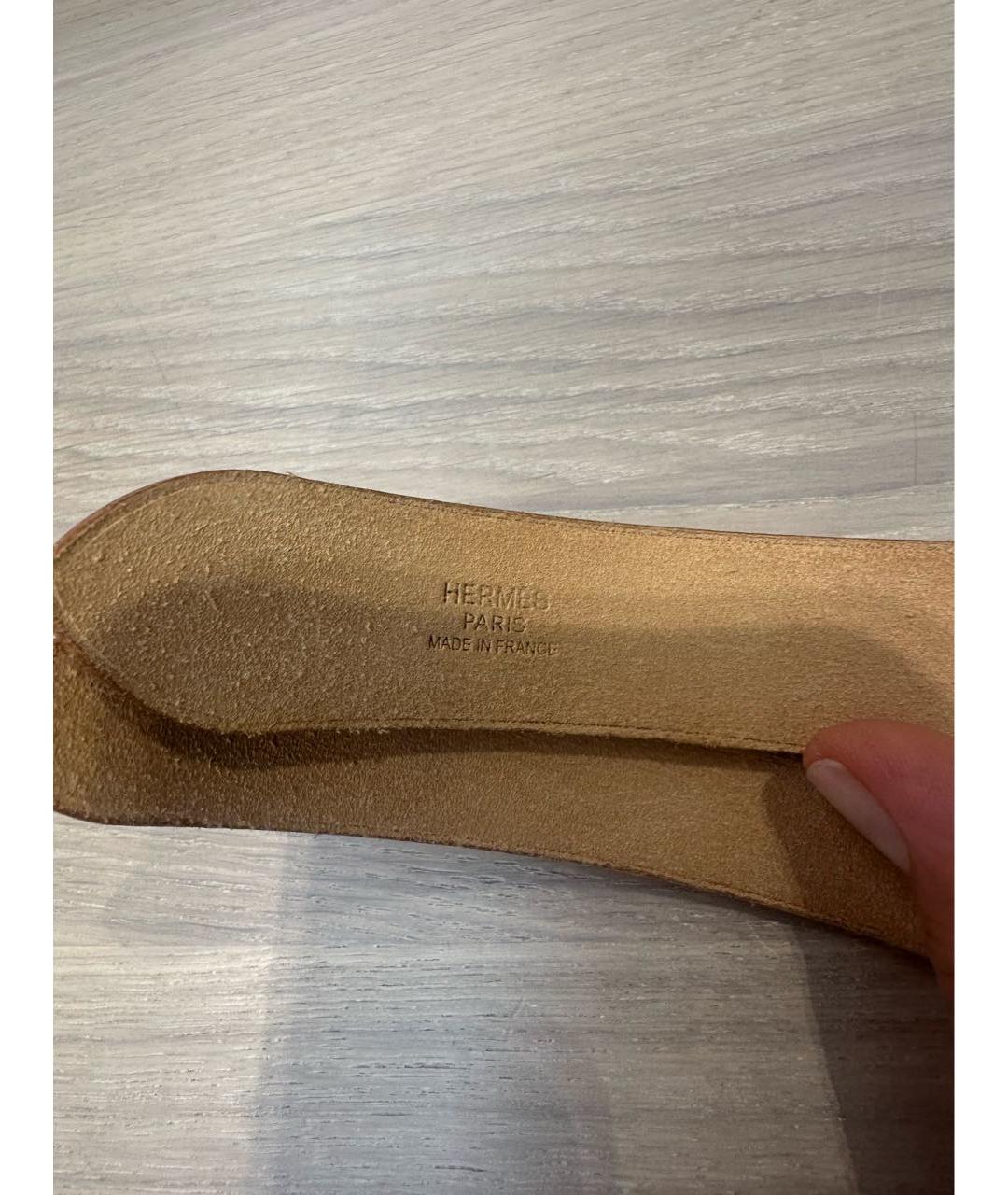 HERMES Бежевый кожаный ремень, фото 4