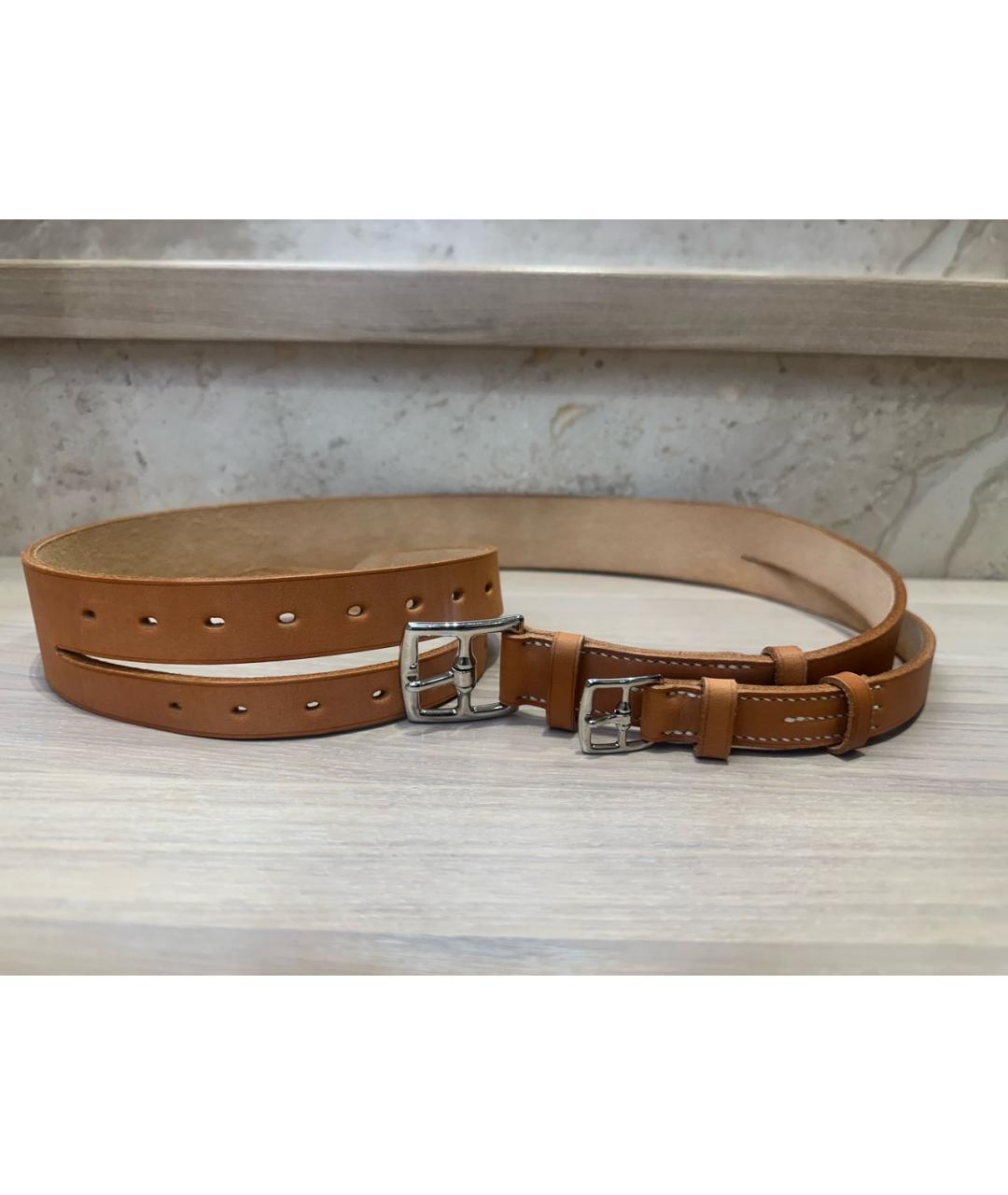 HERMES Бежевый кожаный ремень, фото 2