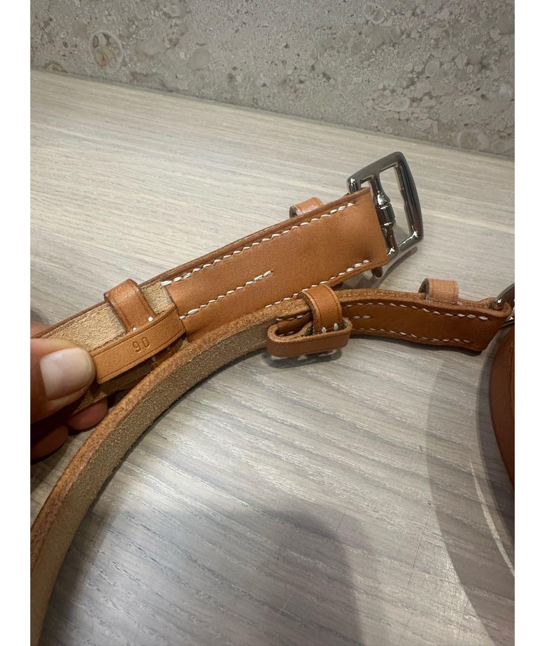 HERMES Бежевый кожаный ремень, фото 3