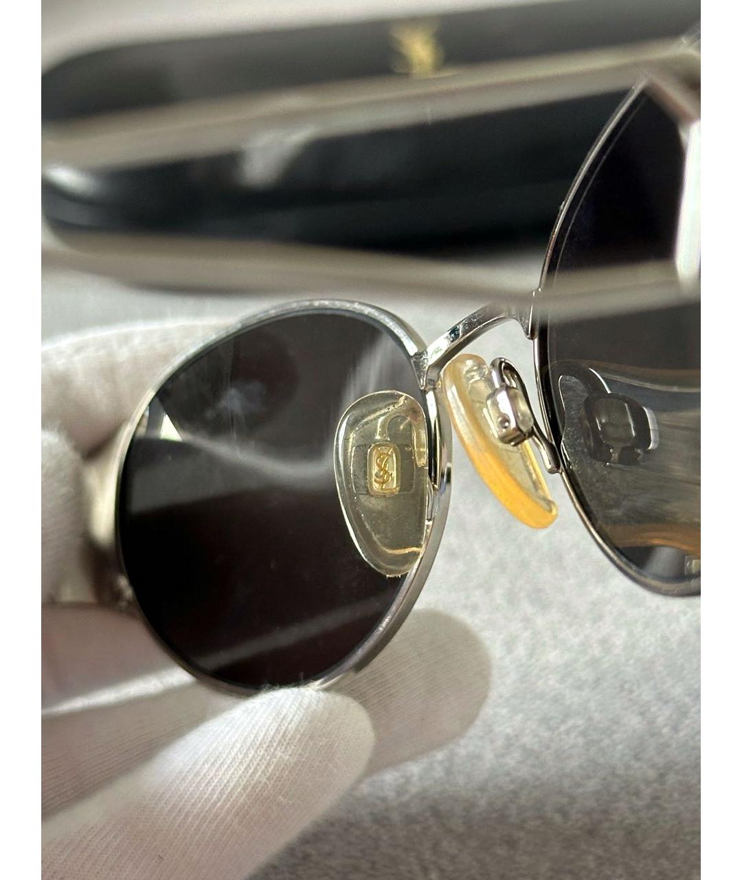 SAINT LAURENT Серебряные металлические солнцезащитные очки, фото 6