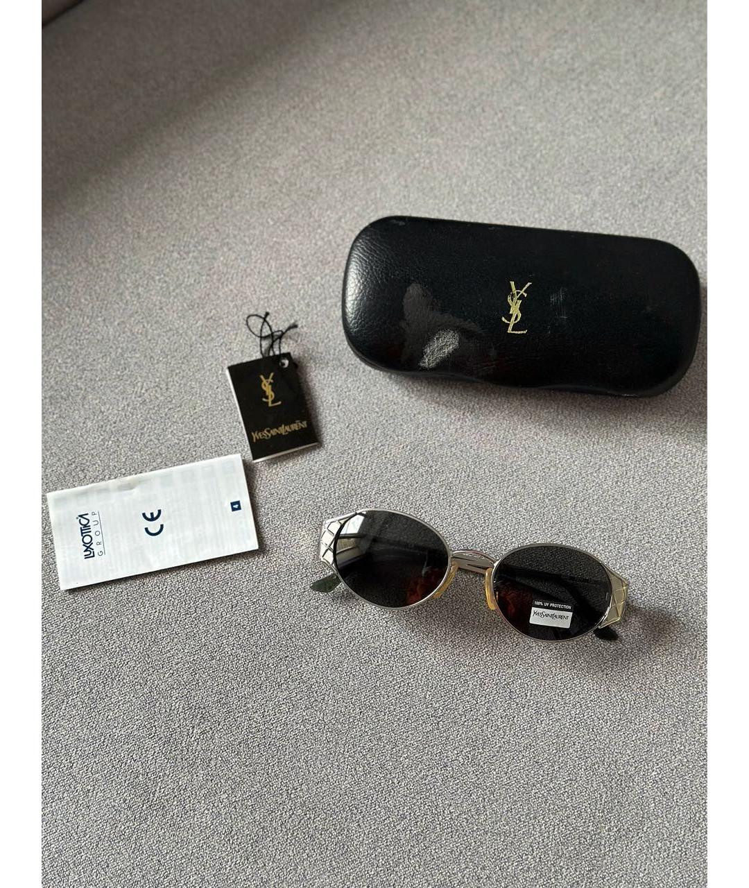 SAINT LAURENT Серебряные металлические солнцезащитные очки, фото 2