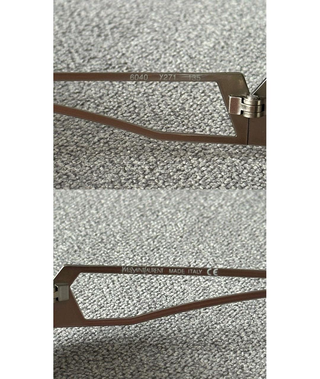 SAINT LAURENT Серебряные металлические солнцезащитные очки, фото 8