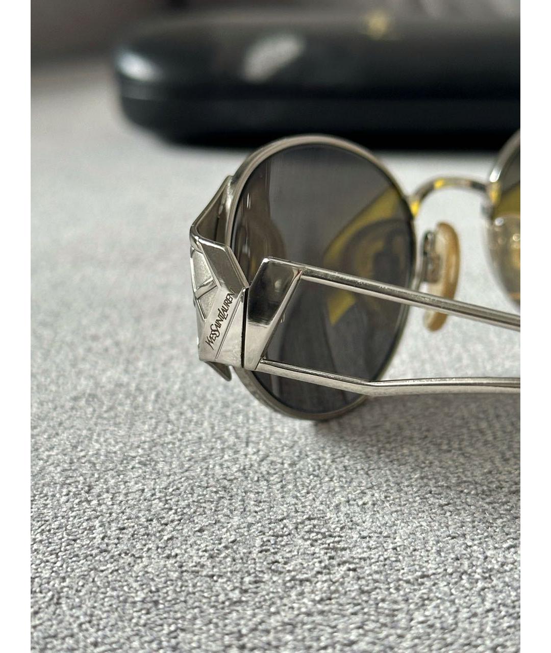 SAINT LAURENT Серебряные металлические солнцезащитные очки, фото 7