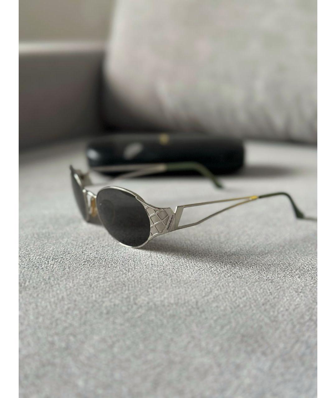 SAINT LAURENT Серебряные металлические солнцезащитные очки, фото 4