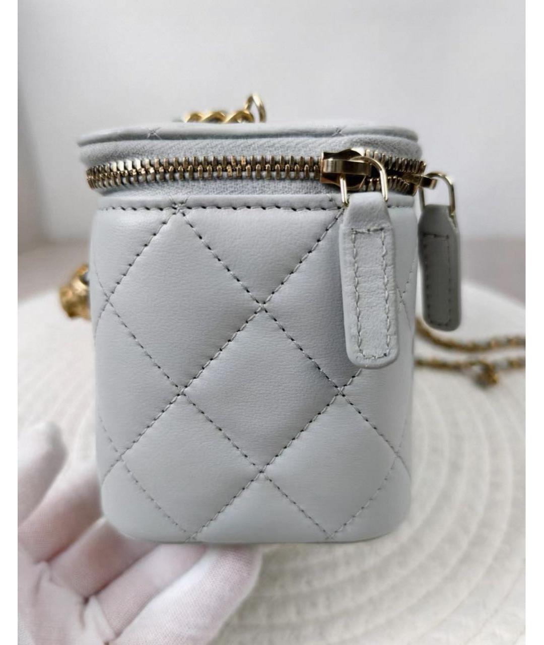 CHANEL Серая кожаная сумка через плечо, фото 4