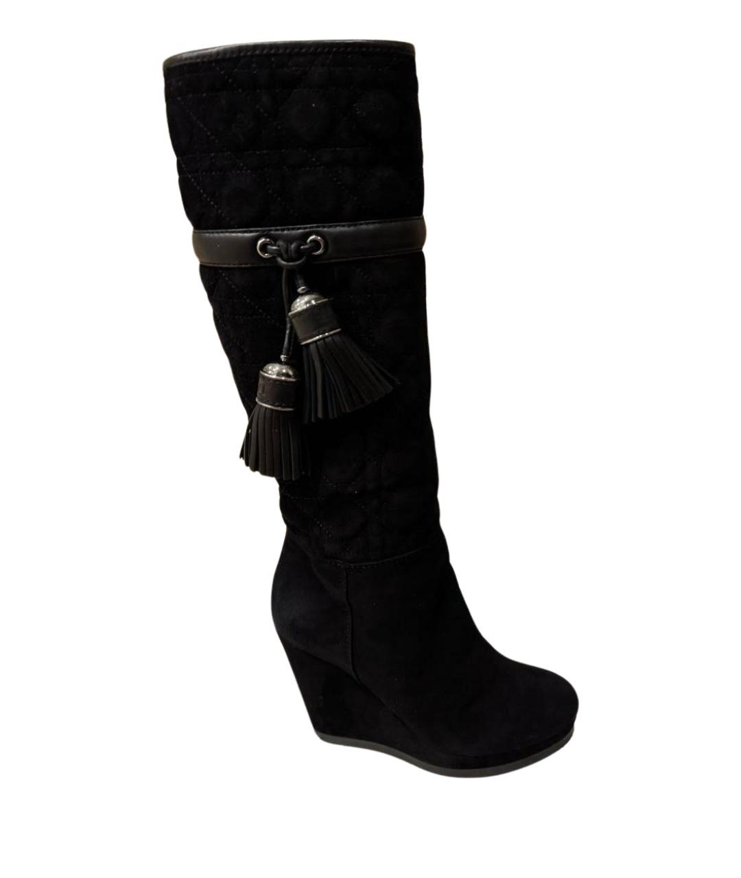 CHRISTIAN DIOR Черные замшевые сапоги, фото 1