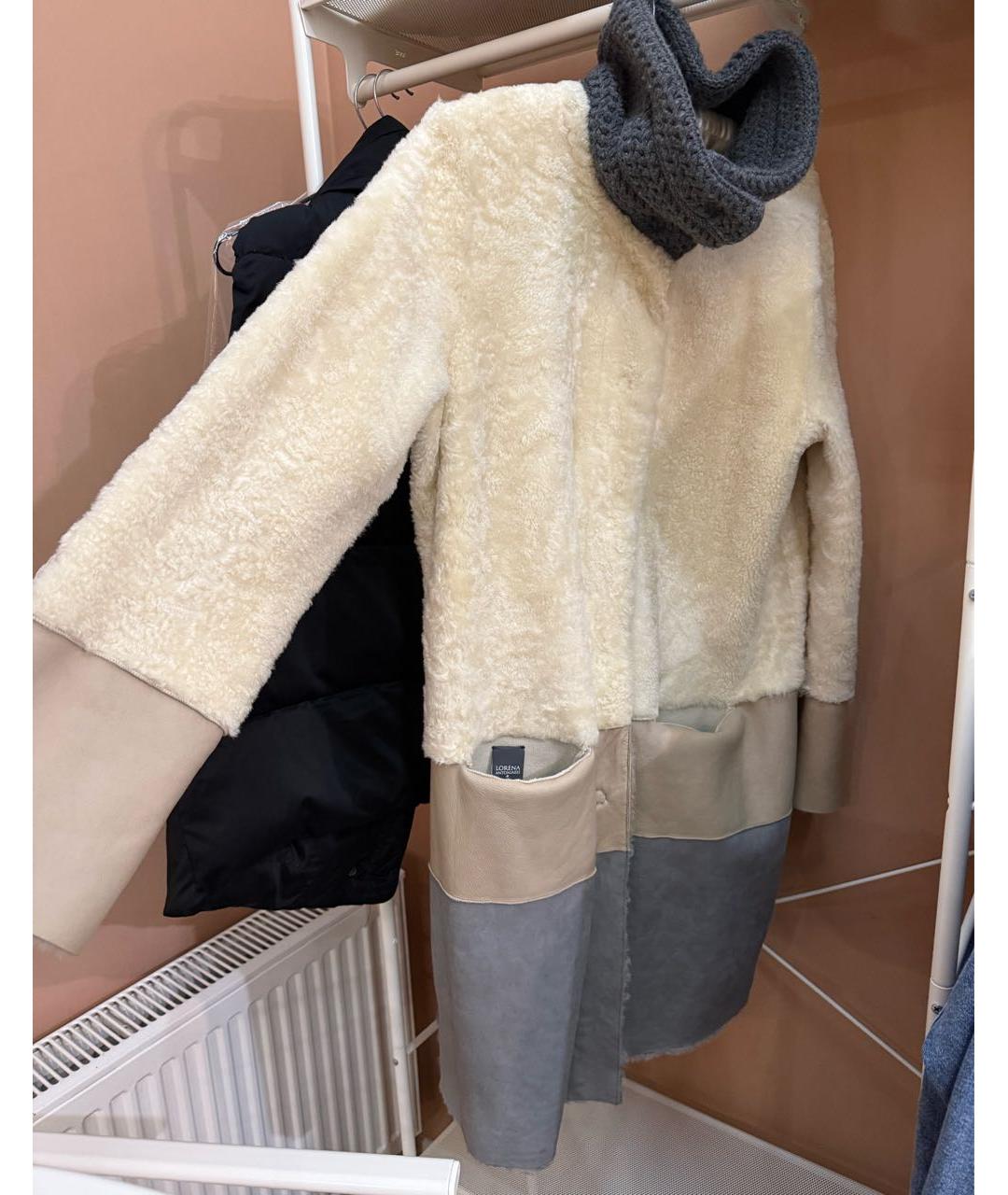 LORENA ANTONIAZZI Бежевая кожаная дубленка, фото 4