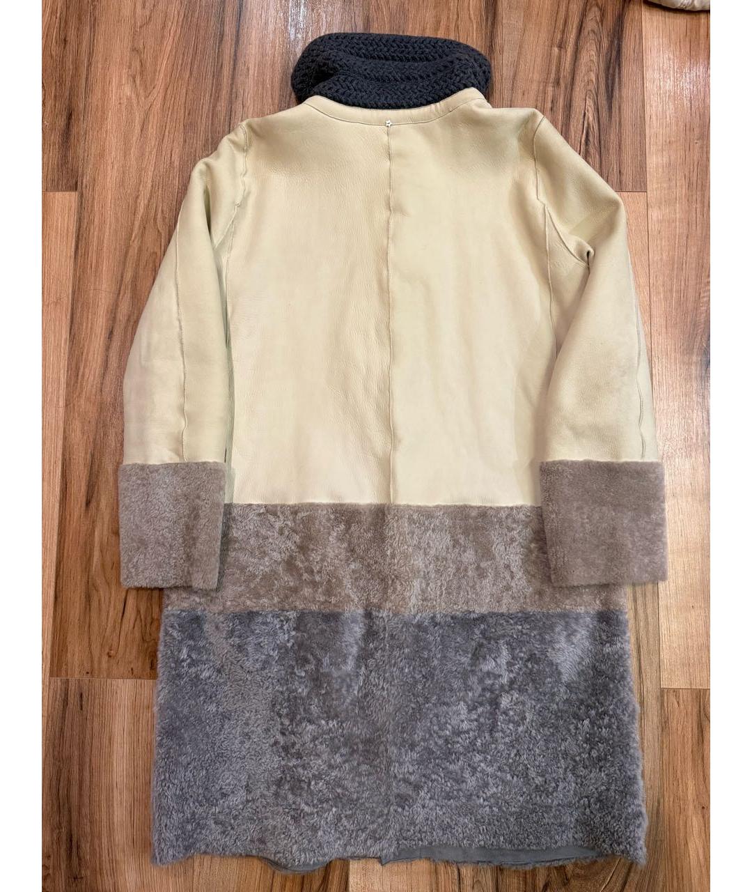 LORENA ANTONIAZZI Бежевая кожаная дубленка, фото 2