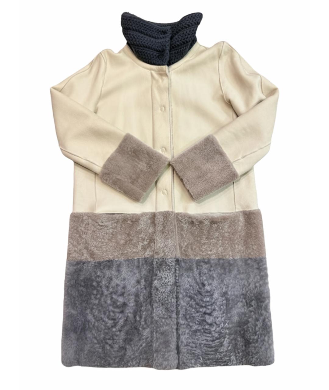 LORENA ANTONIAZZI Бежевая кожаная дубленка, фото 1