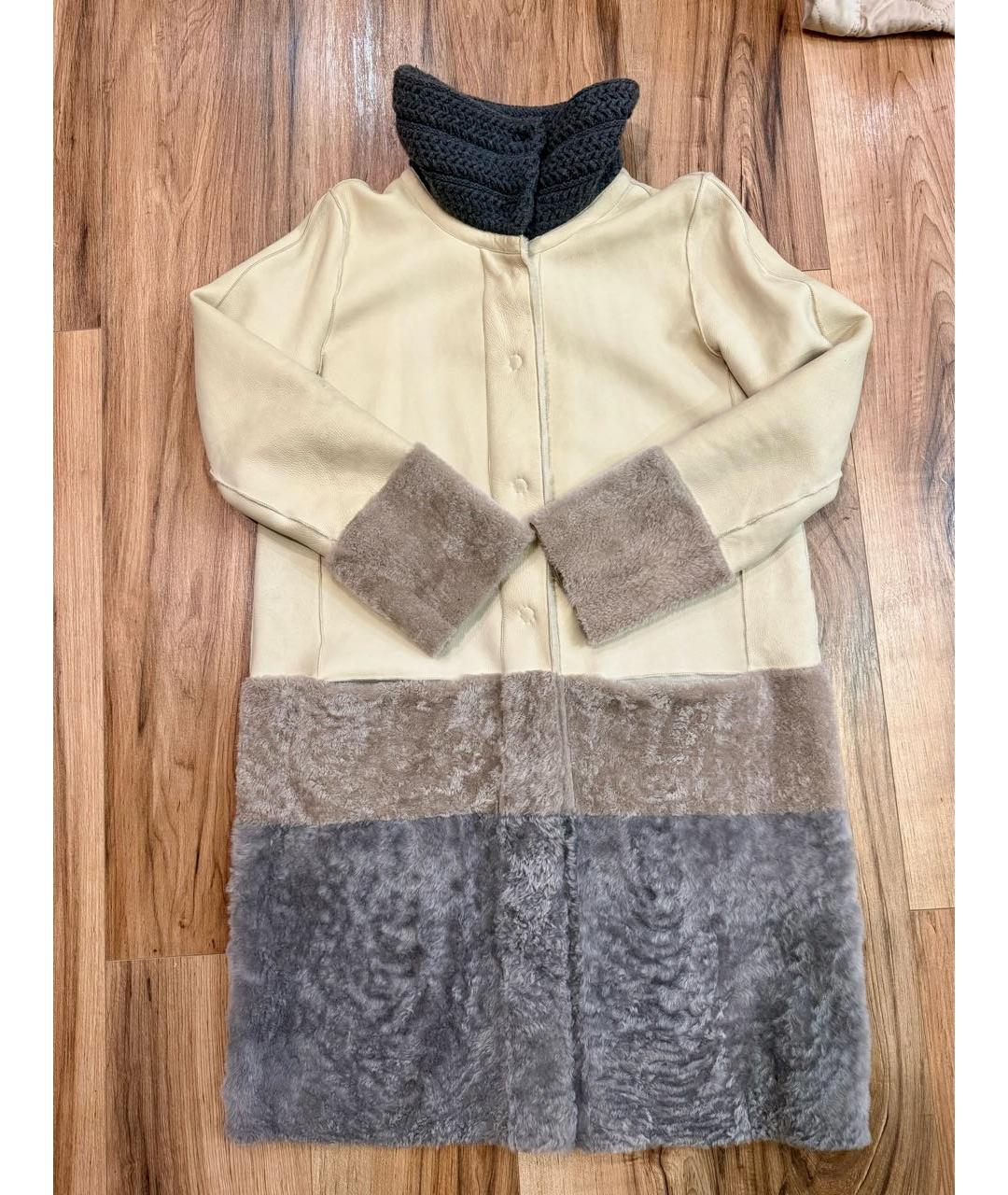 LORENA ANTONIAZZI Бежевая кожаная дубленка, фото 8