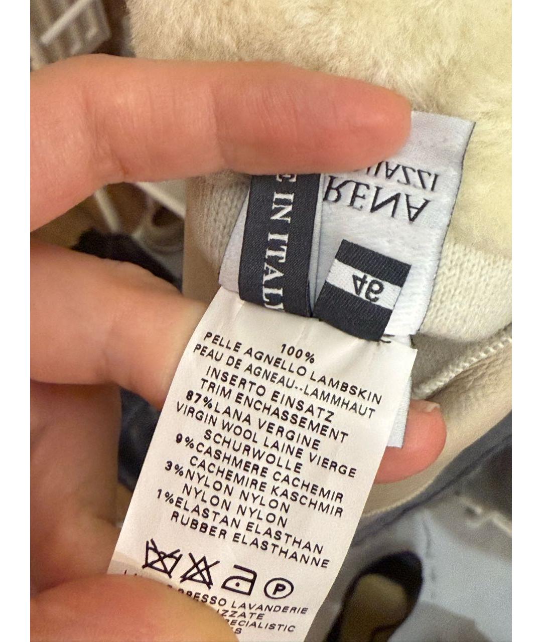 LORENA ANTONIAZZI Бежевая кожаная дубленка, фото 6