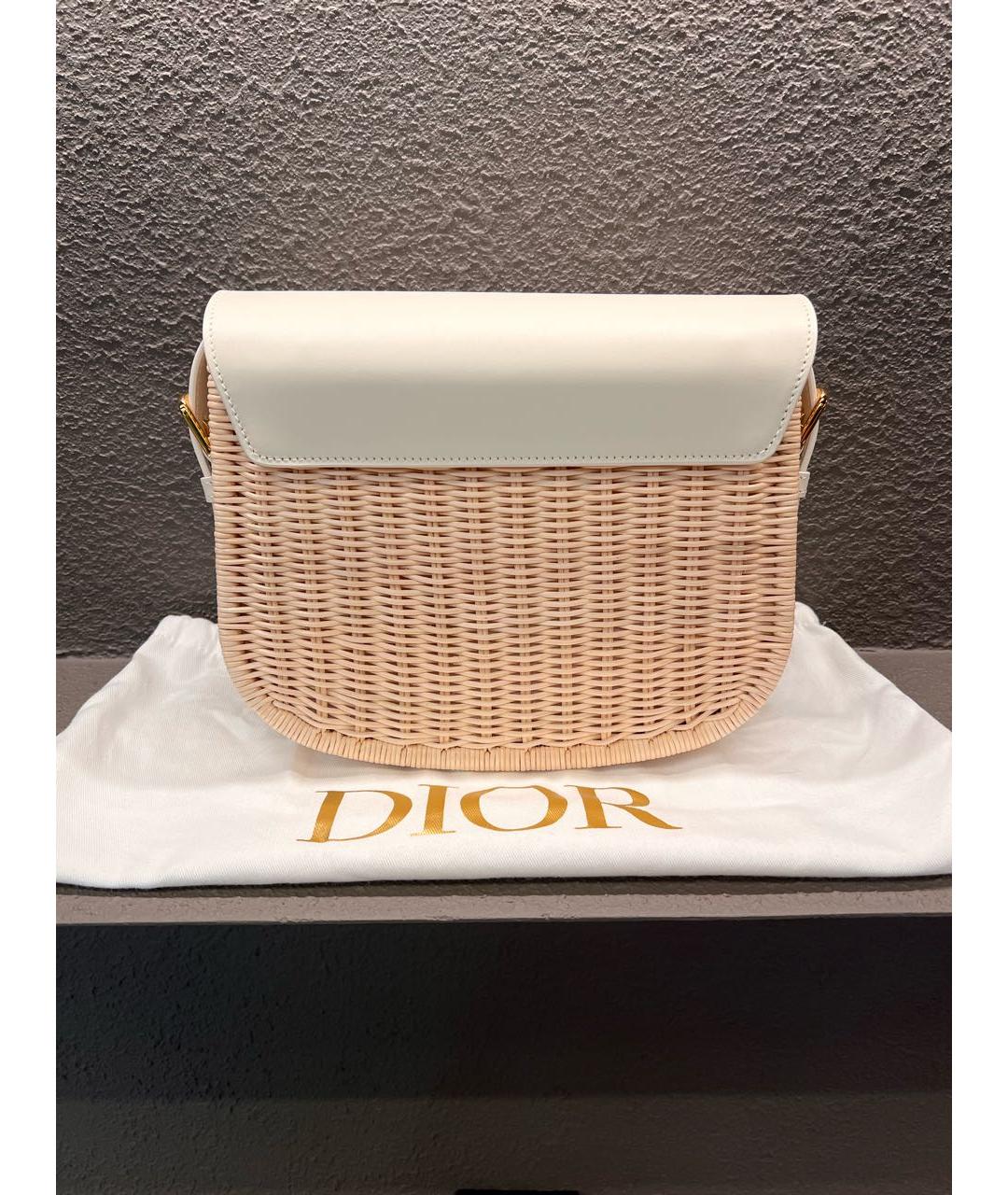 CHRISTIAN DIOR Бежевая пелетеная сумка через плечо, фото 3