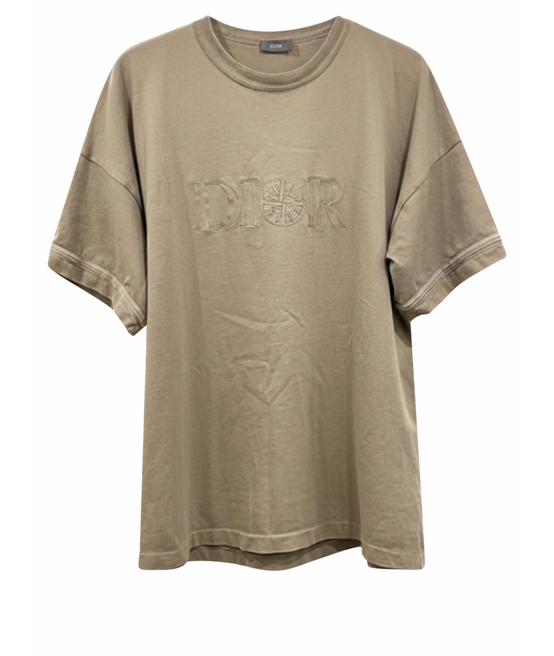 CHRISTIAN DIOR Бежевая хлопковая футболка, фото 1