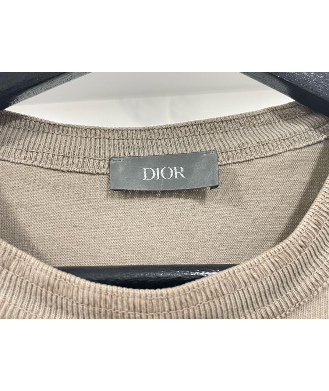 CHRISTIAN DIOR Бежевая хлопковая футболка, фото 3