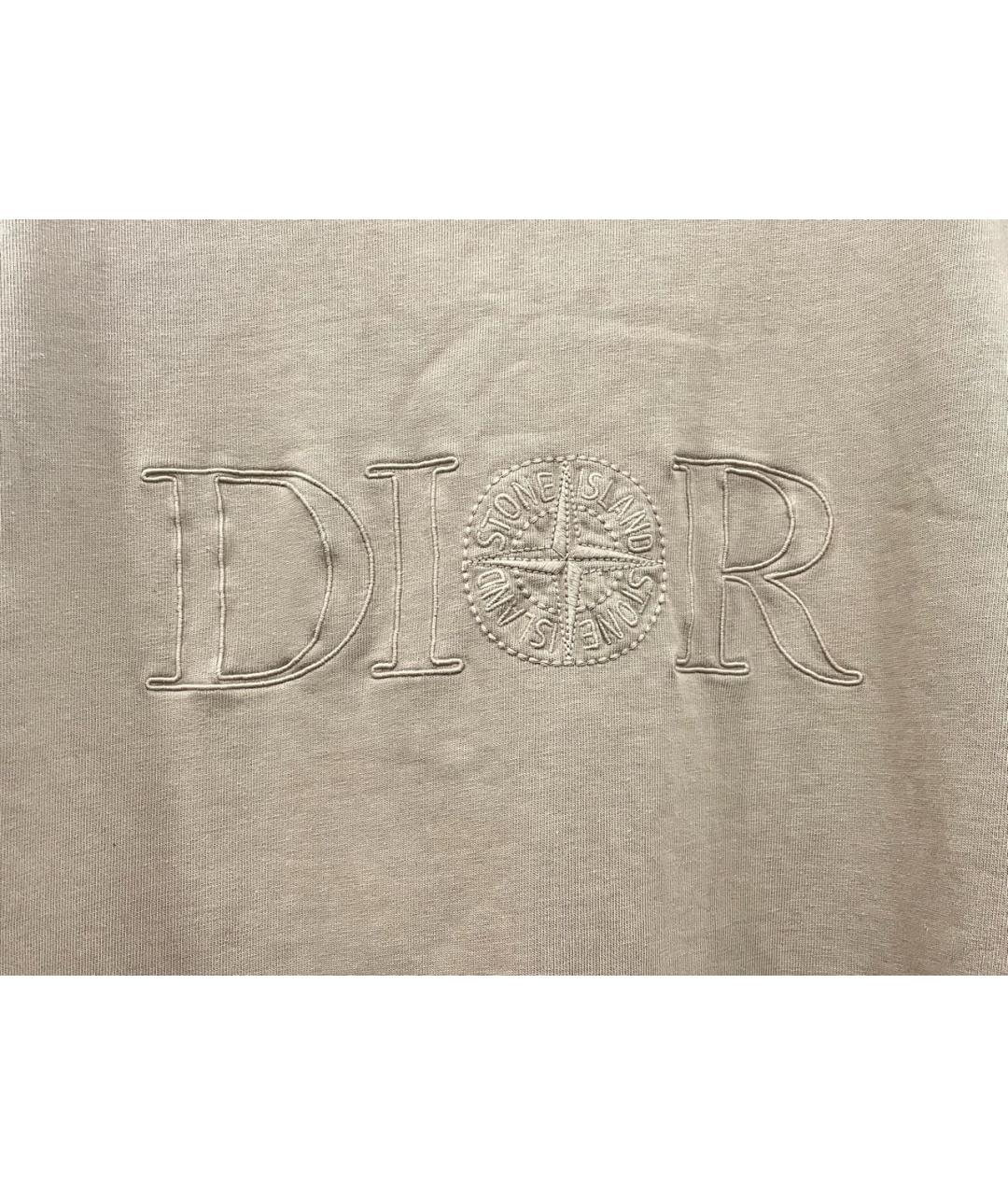CHRISTIAN DIOR Бежевая хлопковая футболка, фото 2