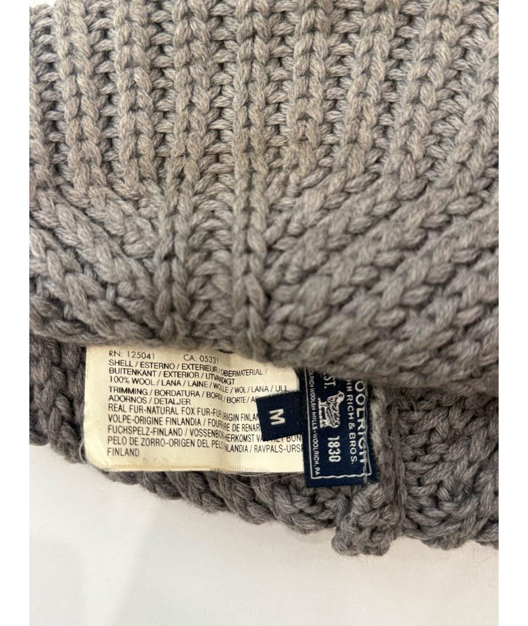 WOOLRICH Серая шерстяная шапка, фото 6