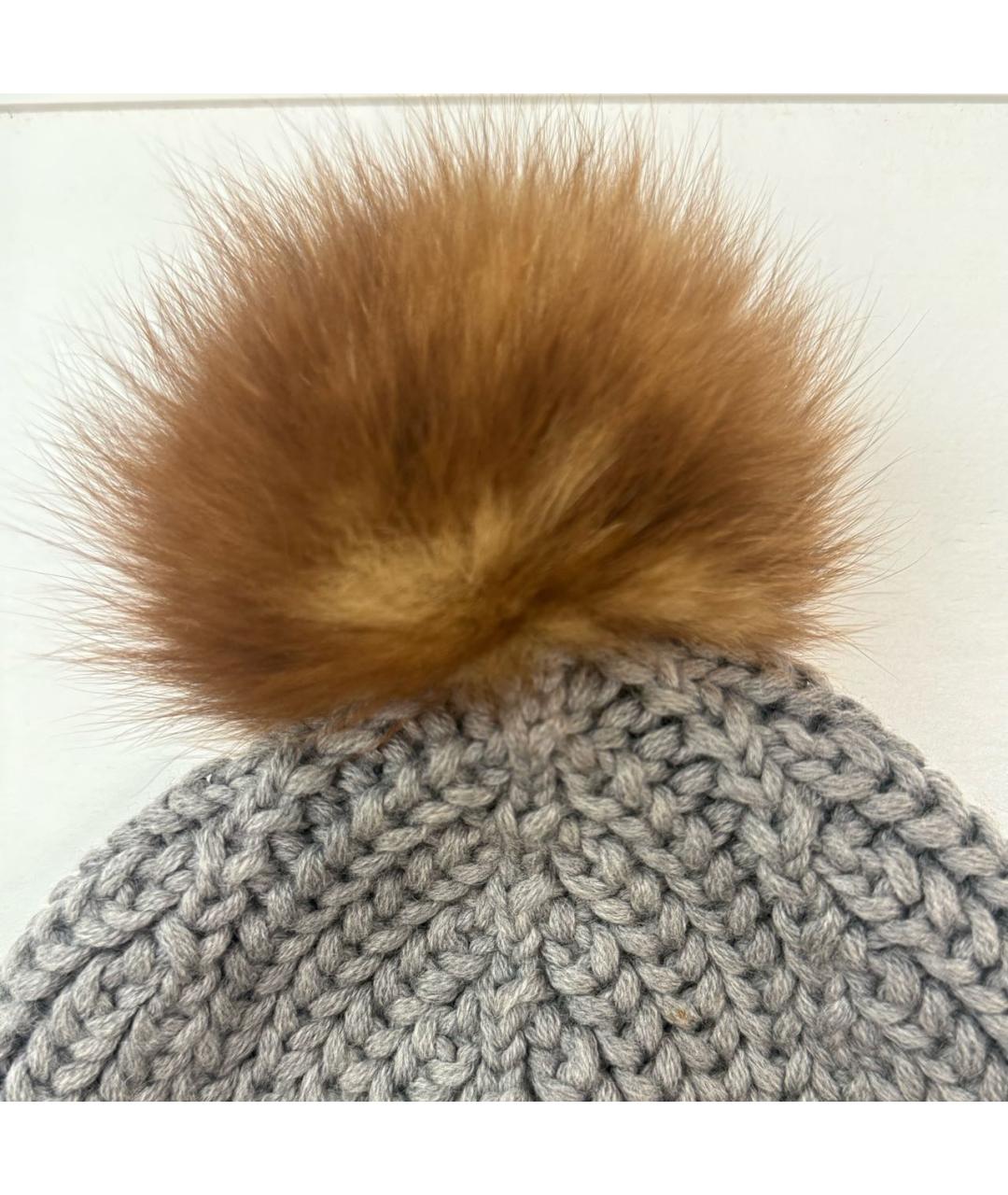 WOOLRICH Серая шерстяная шапка, фото 3