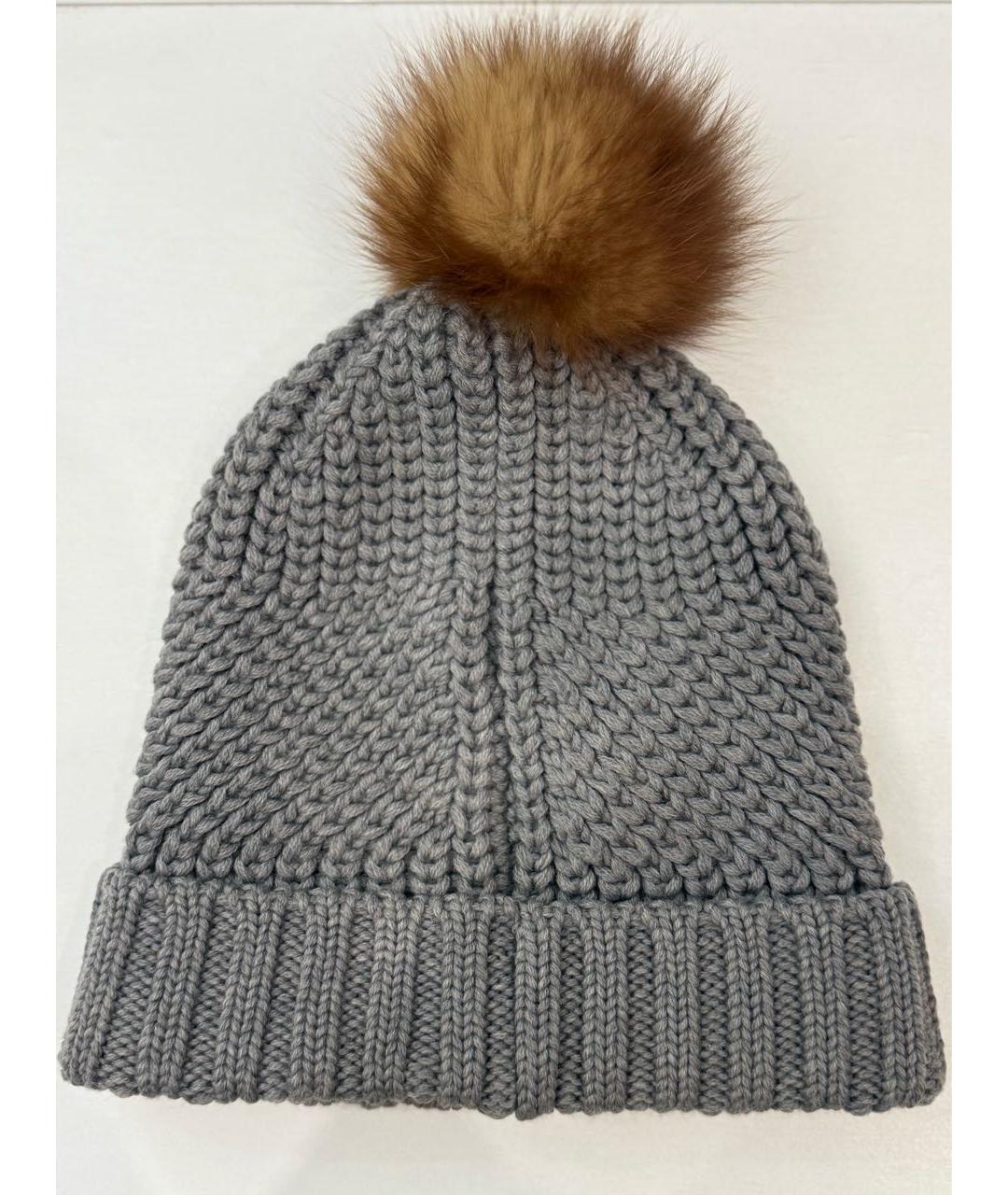 WOOLRICH Серая шерстяная шапка, фото 2