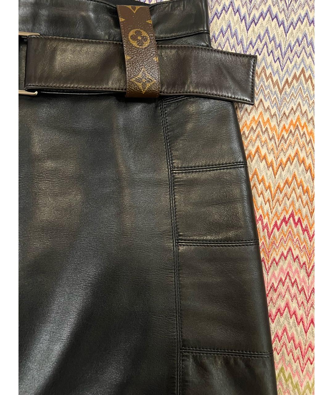 LOUIS VUITTON Черная кожаная юбка мини, фото 3