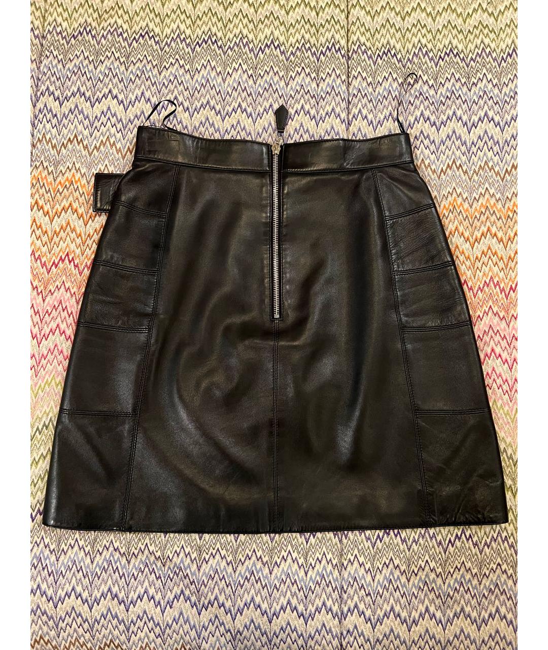 LOUIS VUITTON Черная кожаная юбка мини, фото 2