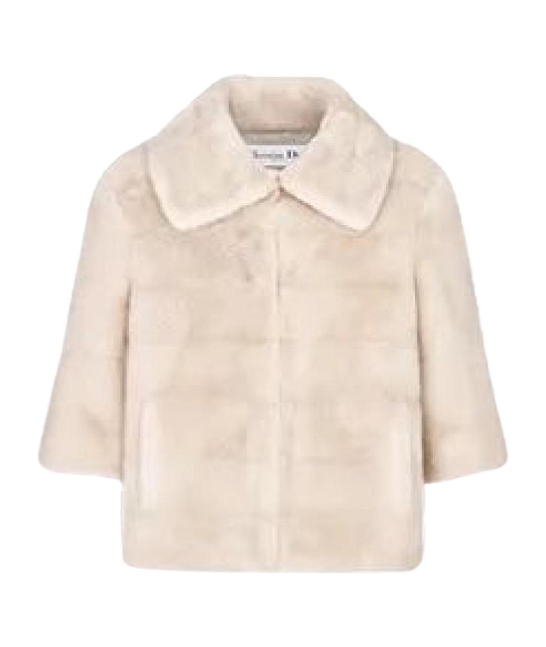 CHRISTIAN DIOR Бежевая меховая шуба, фото 1