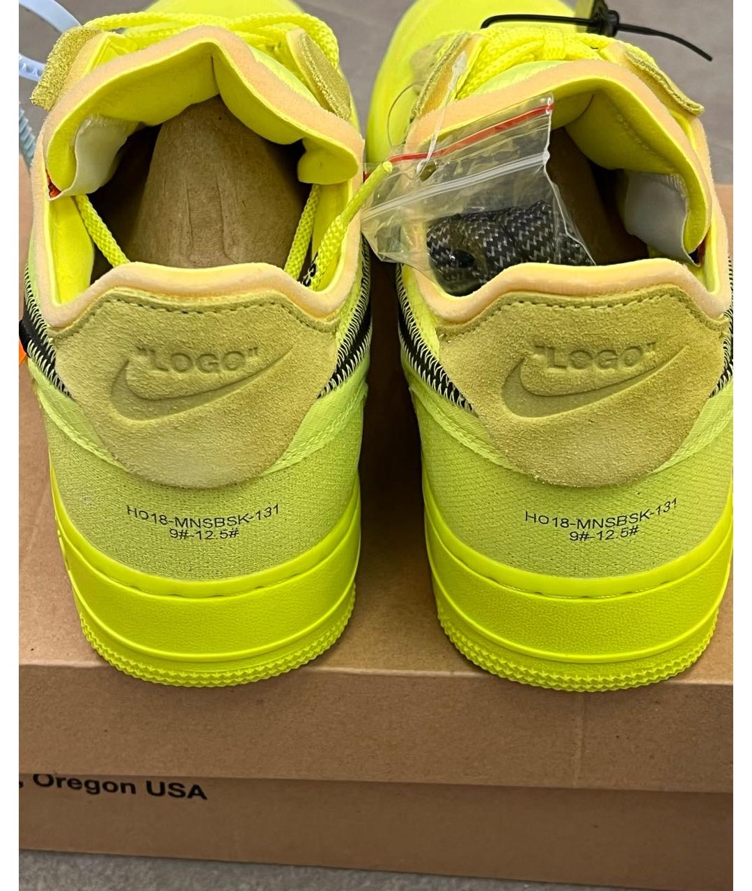 NIKE X OFF-WHITE Желтые кожаные низкие кроссовки / кеды, фото 4