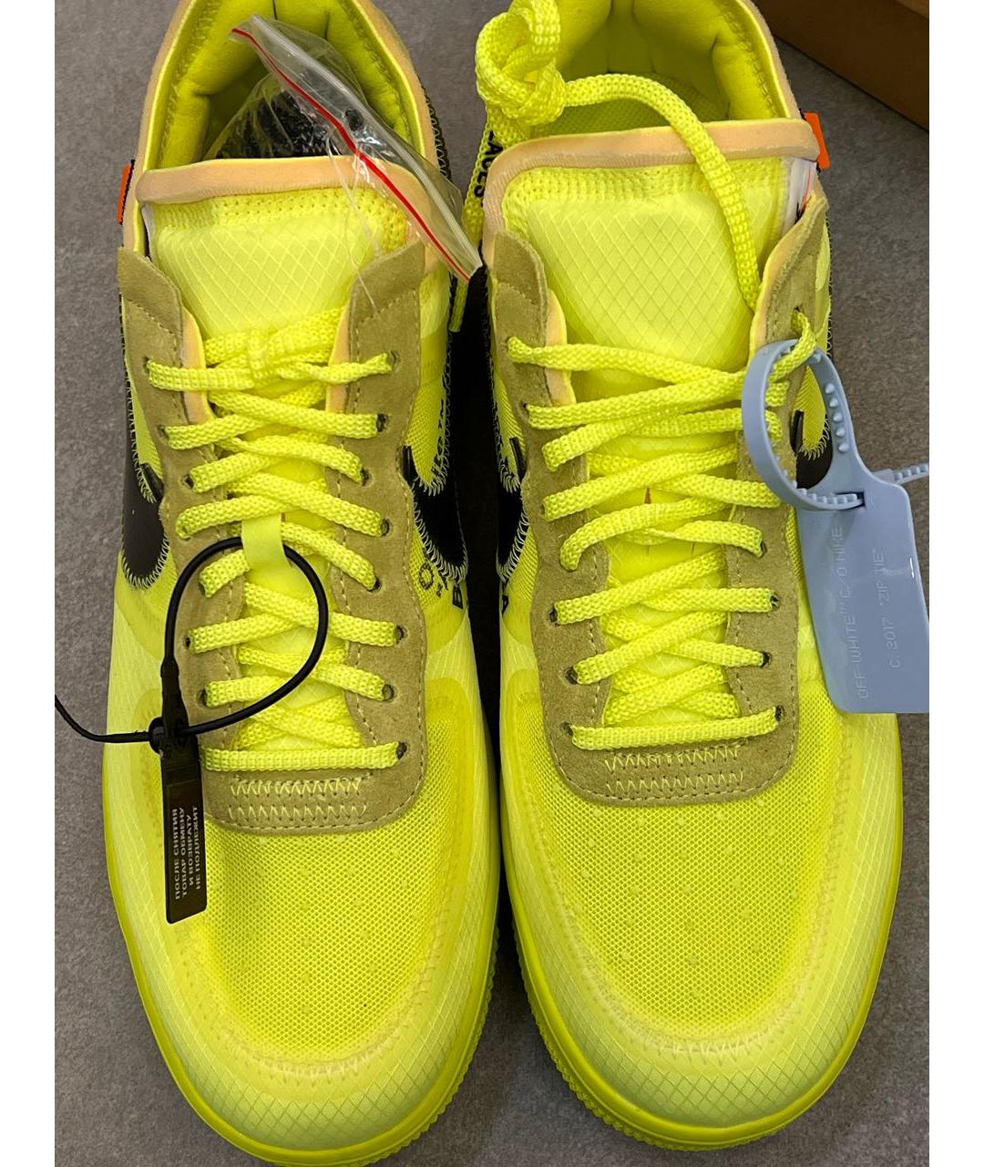 NIKE X OFF-WHITE Желтые кожаные низкие кроссовки / кеды, фото 2