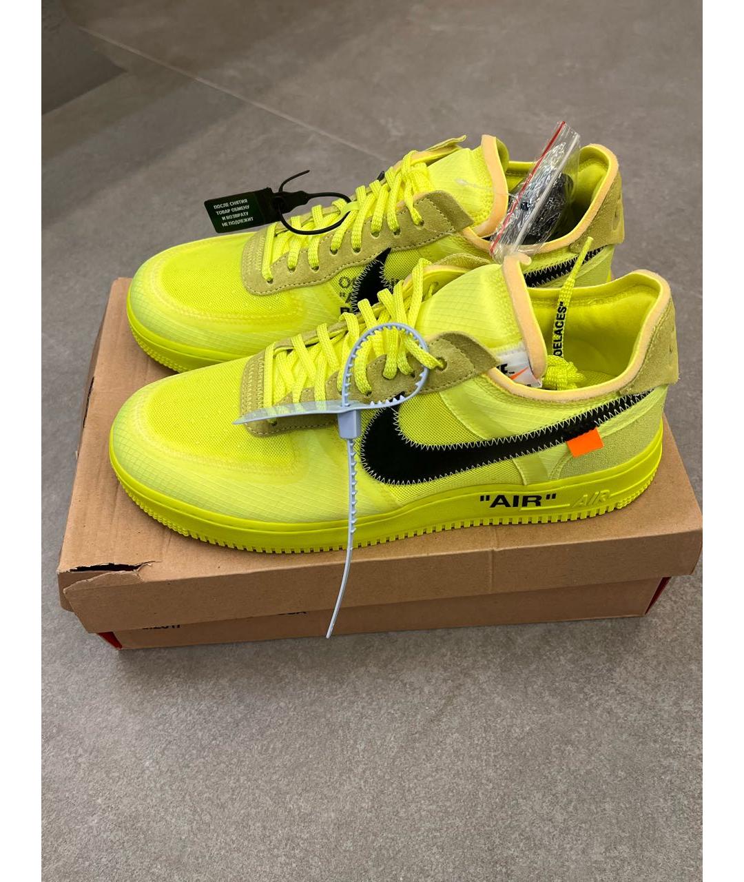 NIKE X OFF-WHITE Желтые кожаные низкие кроссовки / кеды, фото 5