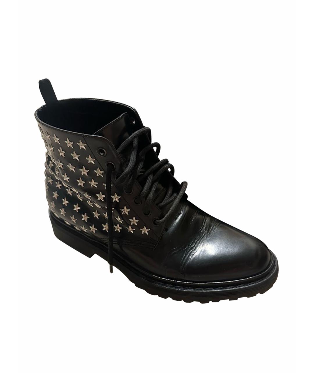 SAINT LAURENT Черные кожаные высокие ботинки, фото 1