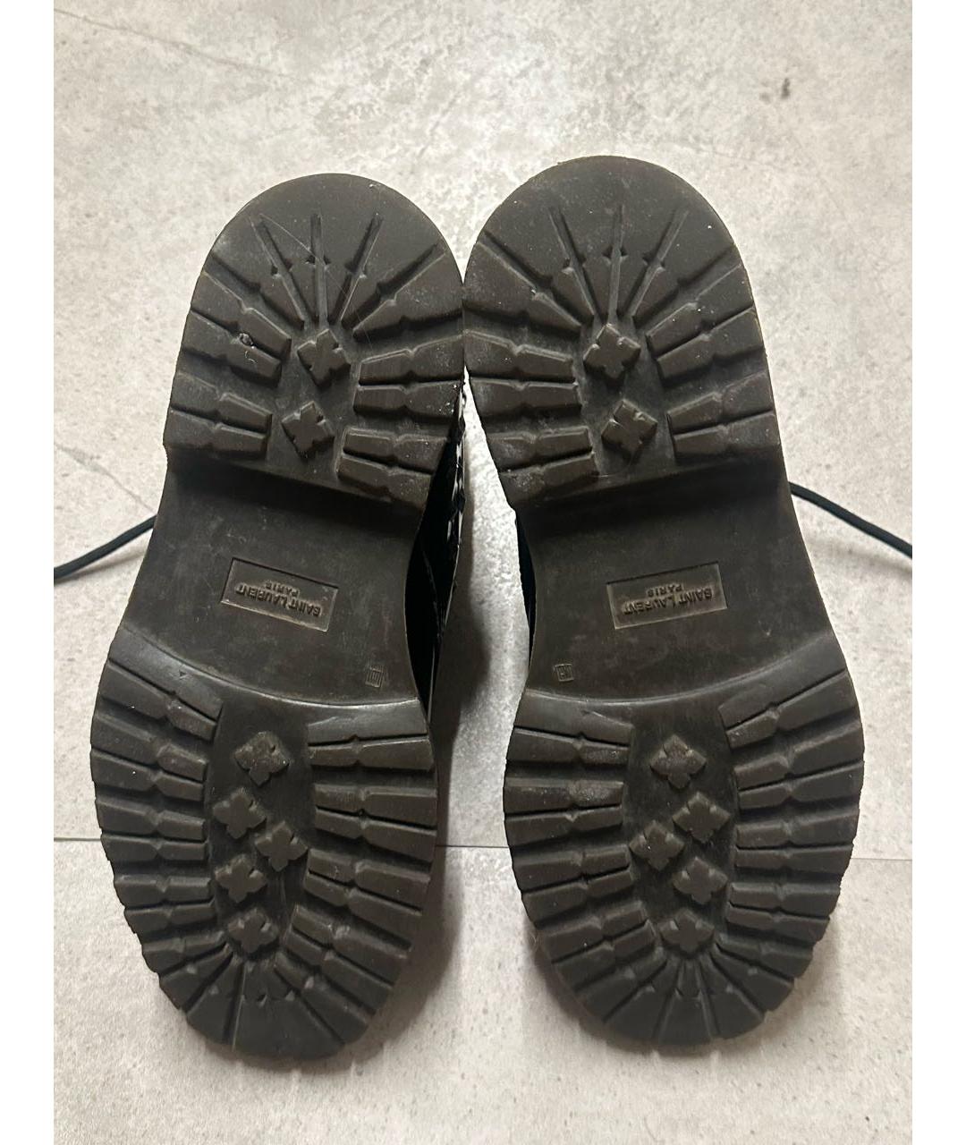 SAINT LAURENT Черные кожаные высокие ботинки, фото 4