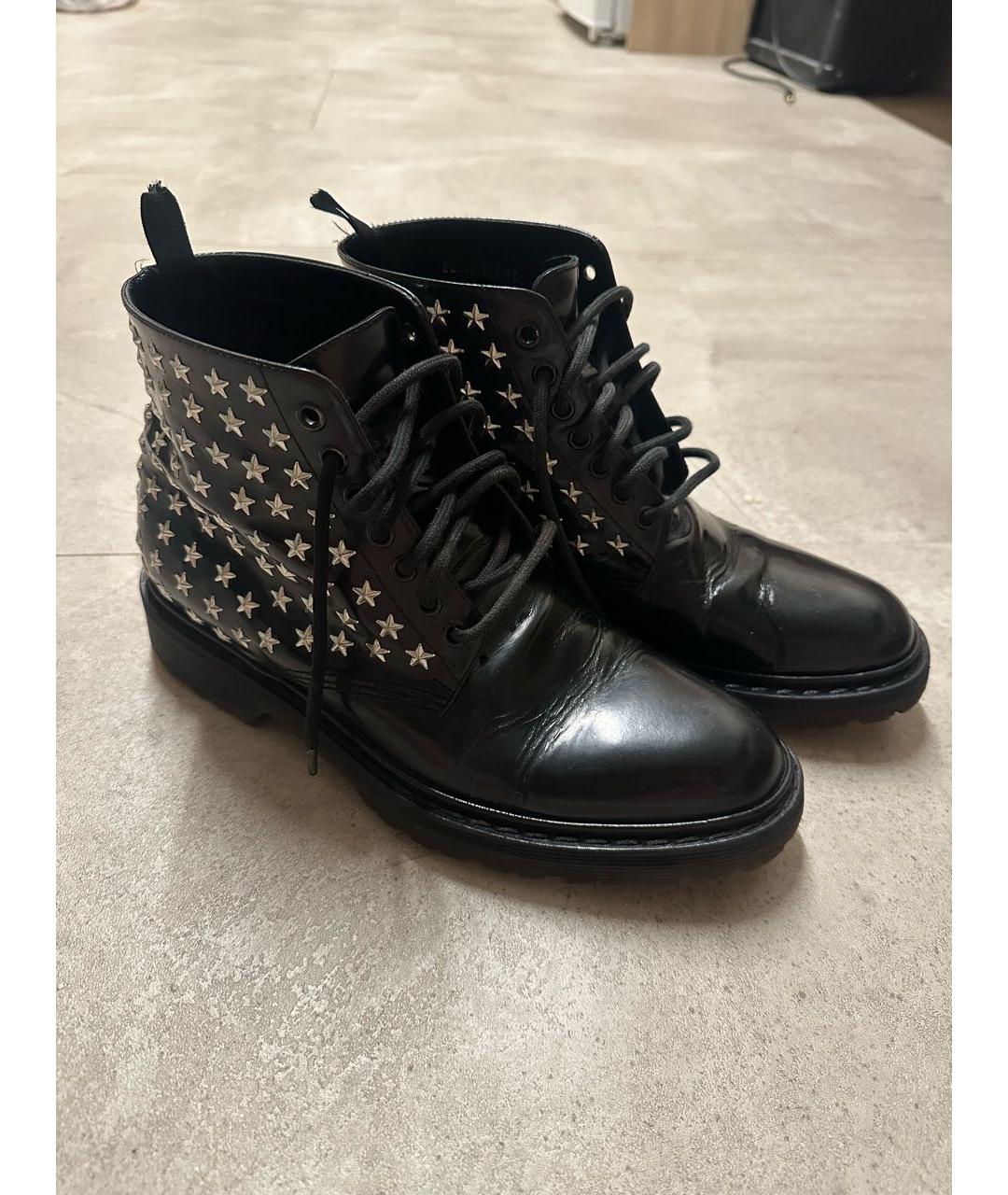 SAINT LAURENT Черные кожаные высокие ботинки, фото 2