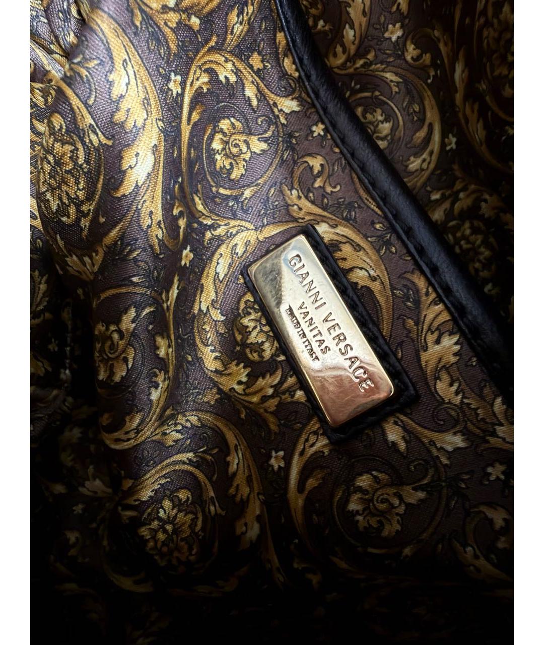 VERSACE Черная кожаная сумка с короткими ручками, фото 8