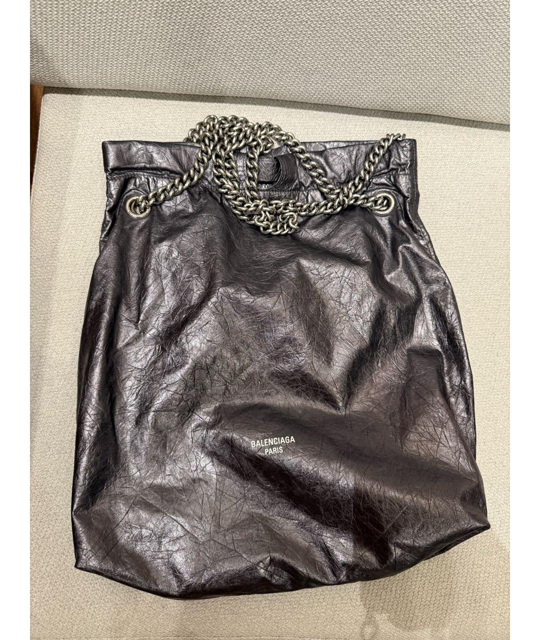 BALENCIAGA Серая кожаная сумка через плечо, фото 3